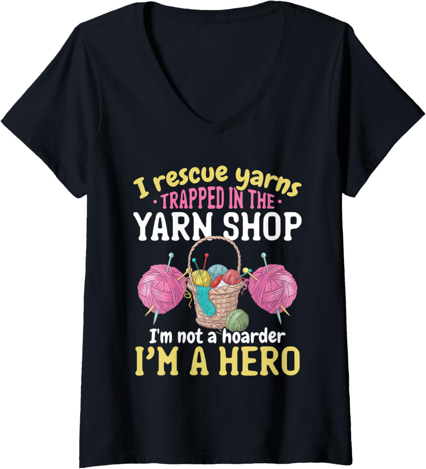 Womens Knitting Knittwear - I rescue yarns trapped in the yarn shop V-Neck Yarn Supply | Trending 2025 | Customer Fav...