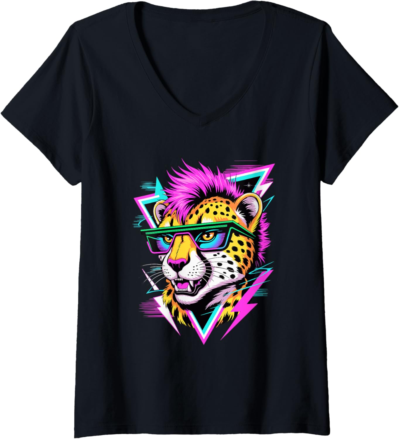Womens Punk Era Style Cheetah Sunglasses Cheetahs V Neck Apparel Viral TikTok Find Best Seller Look