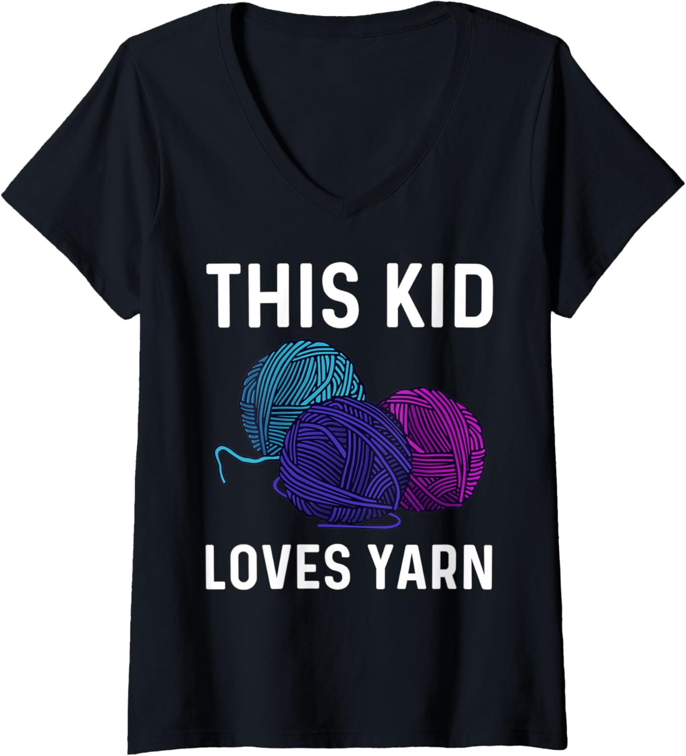 Womens Funny Knitting Gift For Kids Girls Boys Crochet Yarn Cloth V-Neck Yarn Supply | Viral US Pick | Best Seller Ch...