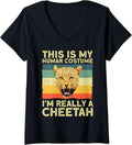 Womens Funny Cheetah Art For Men Women Cheetah Leopard Safari Lover V Neck Apparel Streetwear Style Everyday Wear
