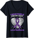 Womens Cute I Wear Purple For My Aunt Lupus Awareness Cheetah Print V Neck Apparel Premium Print Best Seller Look