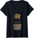 Womens Leopard Print Witchy Mama Messy Hair Bun Halloween Mom Life V Neck Apparel Streetwear Style Hot Right Now