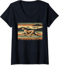 Womens Silhouette Running Mammal Wildlife Savanna Vintage Cheetah V Neck Apparel Comfort Fit Best Seller Look