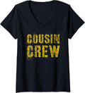 Womens COUSIN CREW Leopard Print Funny Grammy Pawpaw Reeducation V Neck Apparel Premium Print Fan Favorite