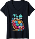 Womens Profit In Every Purl Knitting Humor Funny Saying Yarn Lovers V-Neck Yarn Supply | Top Rated | Best Seller Choice