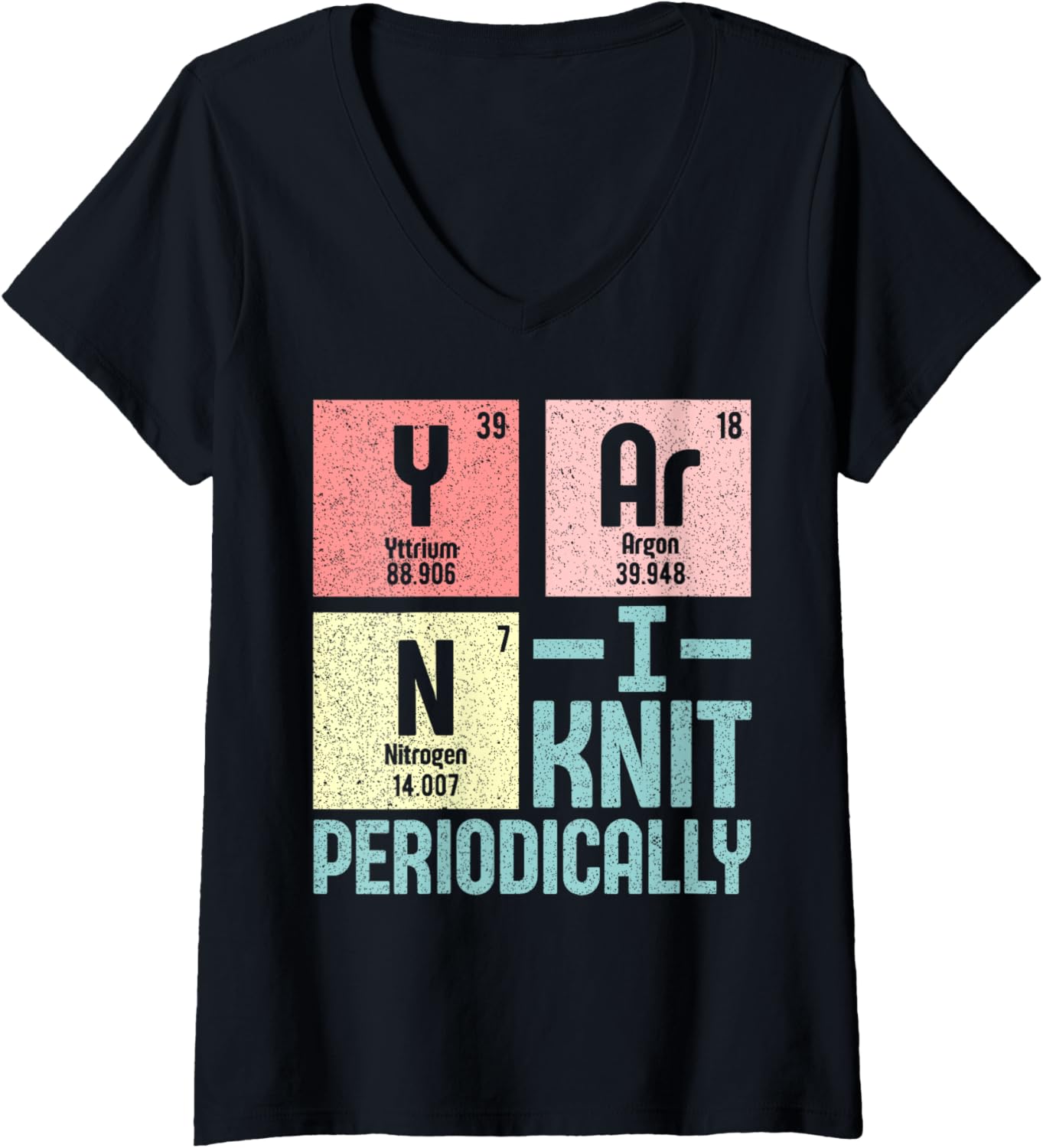 Womens Funny I Knit Yarn Periodically Crochet - Scientist Knitting V-Neck Yarn Supply | Viral US Pick | Perfect for C...