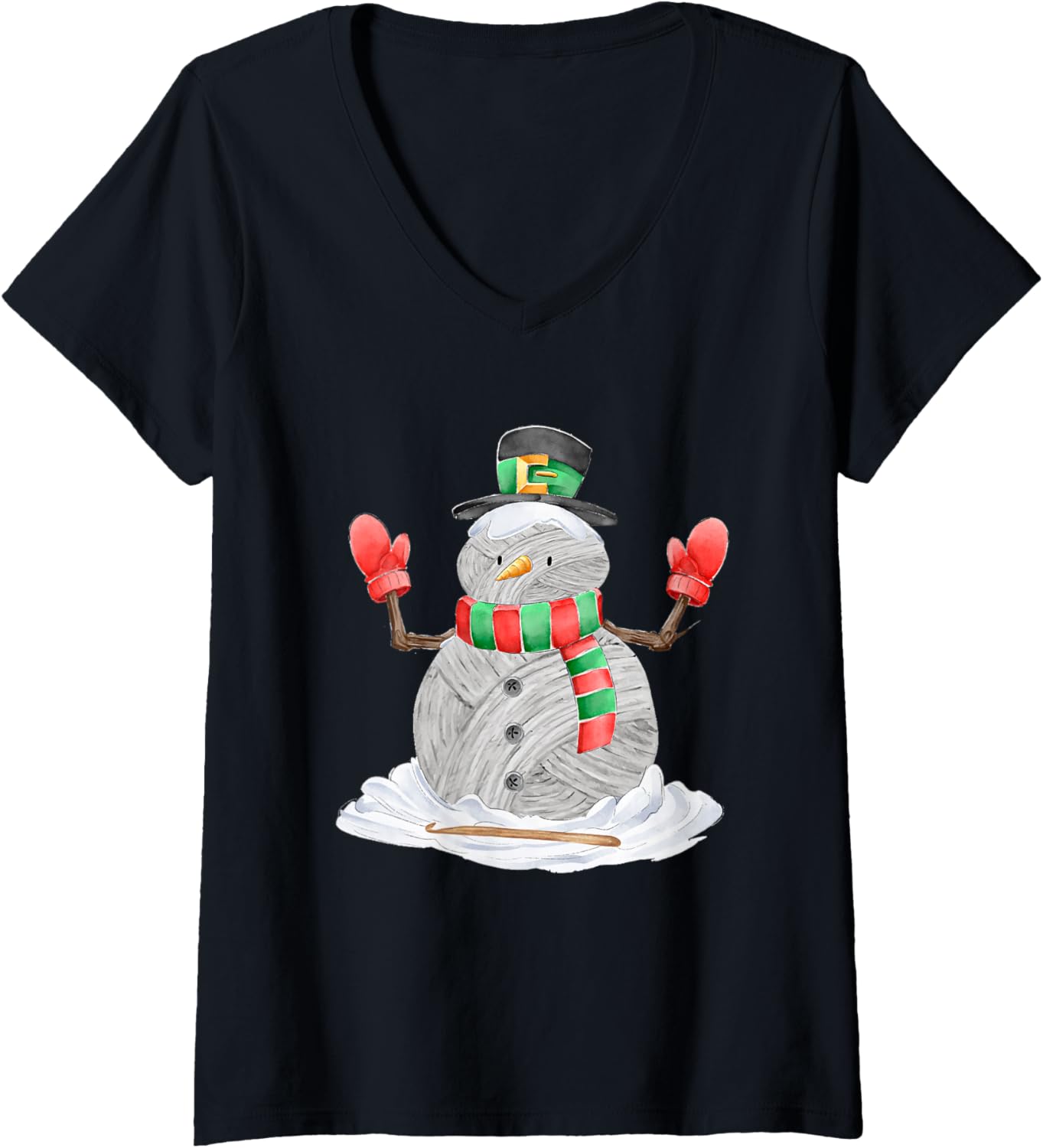 Womens Funny Crocheting Christmas Idea Snowman Yarn V-Neck Yarn Supply | Trending 2025 | Perfect for Crafters