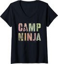 Womens CAMP NINJA Leopard Print Summer Staff Counselor Teacher 2022 V Neck Apparel High Search Demand Fan Favorite