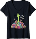 Womens I'm okay crochet yarn funny knitting Im okay yarn crocheting V-Neck Yarn Supply | Top Rated | Perfect for Craf...