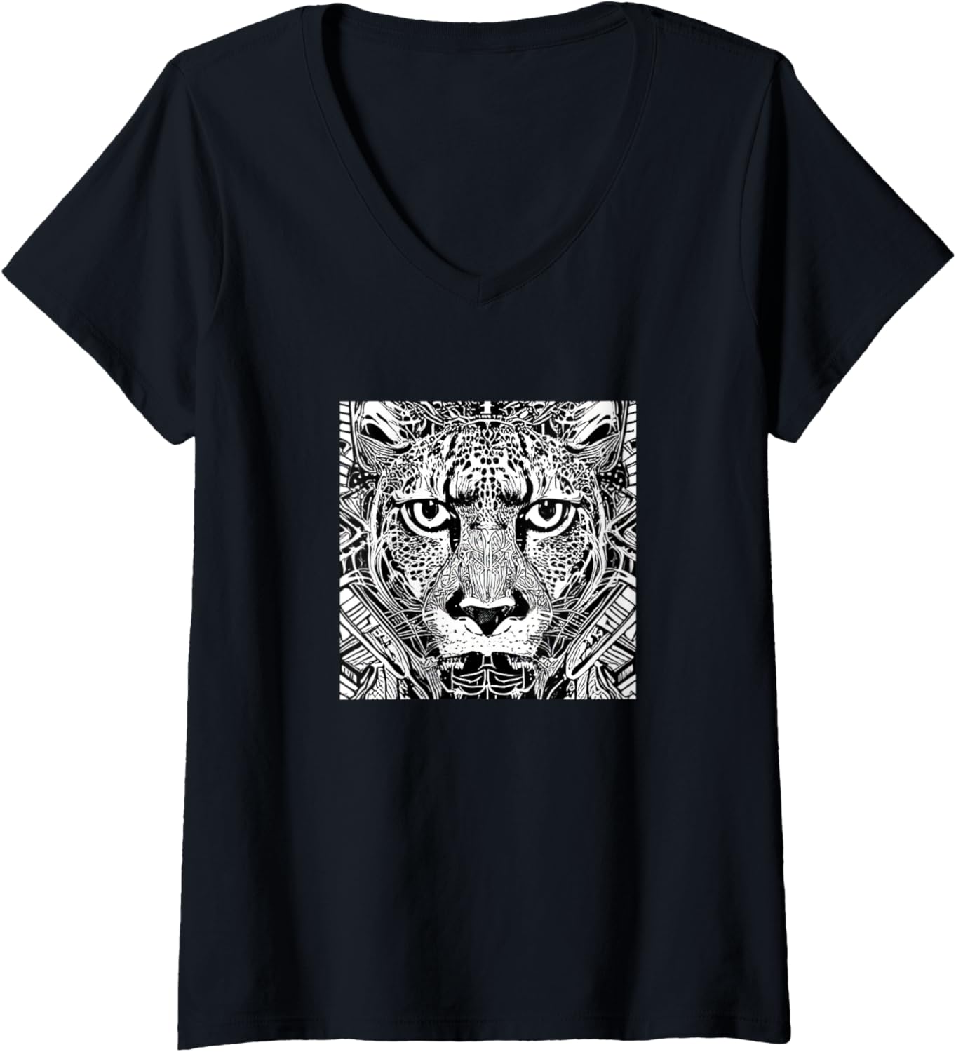 Womens Cheetah artistic colorful Cheetah Lover Illustration V Neck Apparel Premium Print Gift Ready