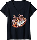 Womens Leopard Cheetah Pattern Print Football With Ribbon Bow Tie V Neck Apparel High Search Demand US Top Pick