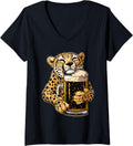 Womens Cheetah Beer V Neck Apparel High Search Demand Best Seller Look