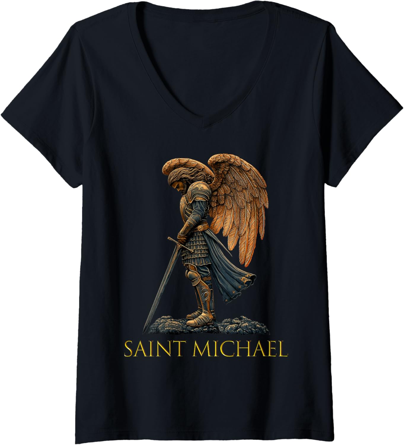 Womens Saint Michael the Archangel V-Neck Apparel | US Best Seller