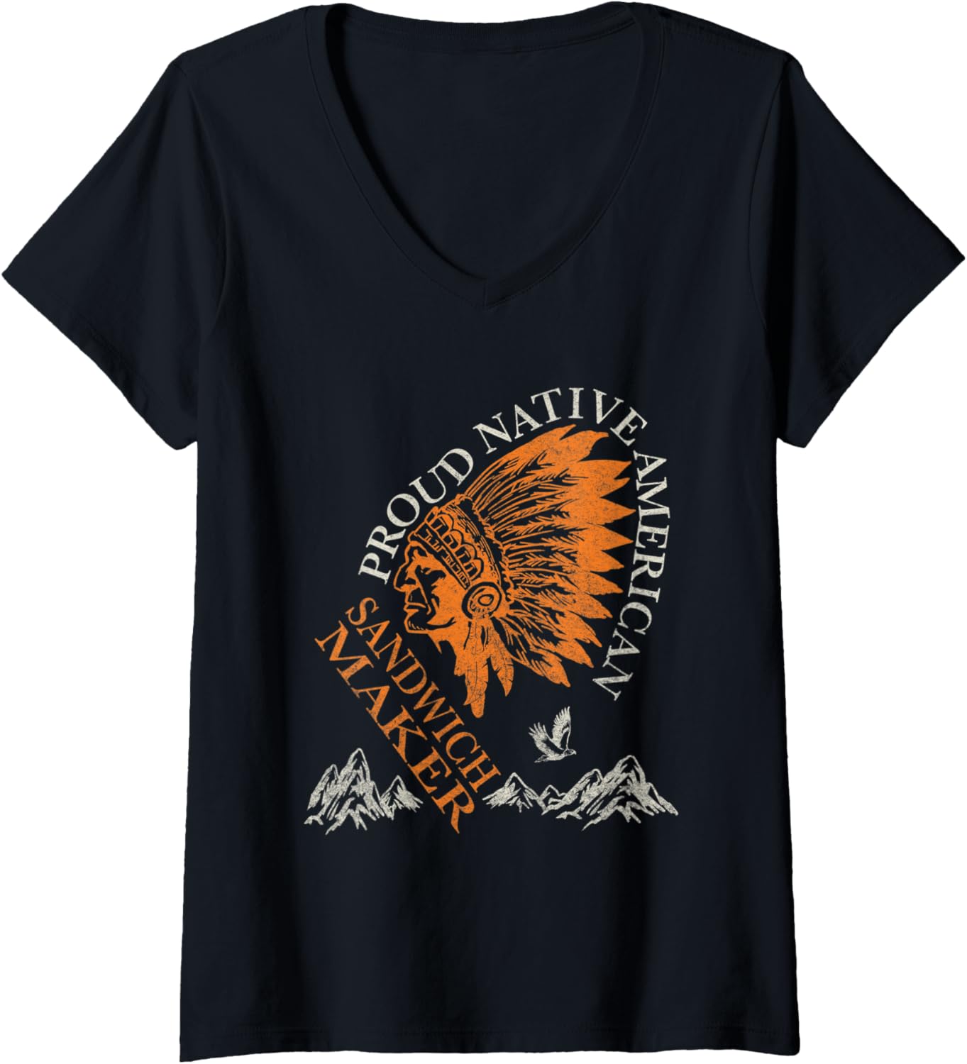 Womens Proud Native American Job Sandwich Maker V-Neck Apparel | High Search Volume | Aesthetic Fit