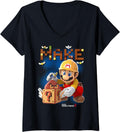 Womens Super Mario Maker 2 Mario Block Building Make Portrait V-Neck Apparel | High Search Volume | Aesthetic Fit
