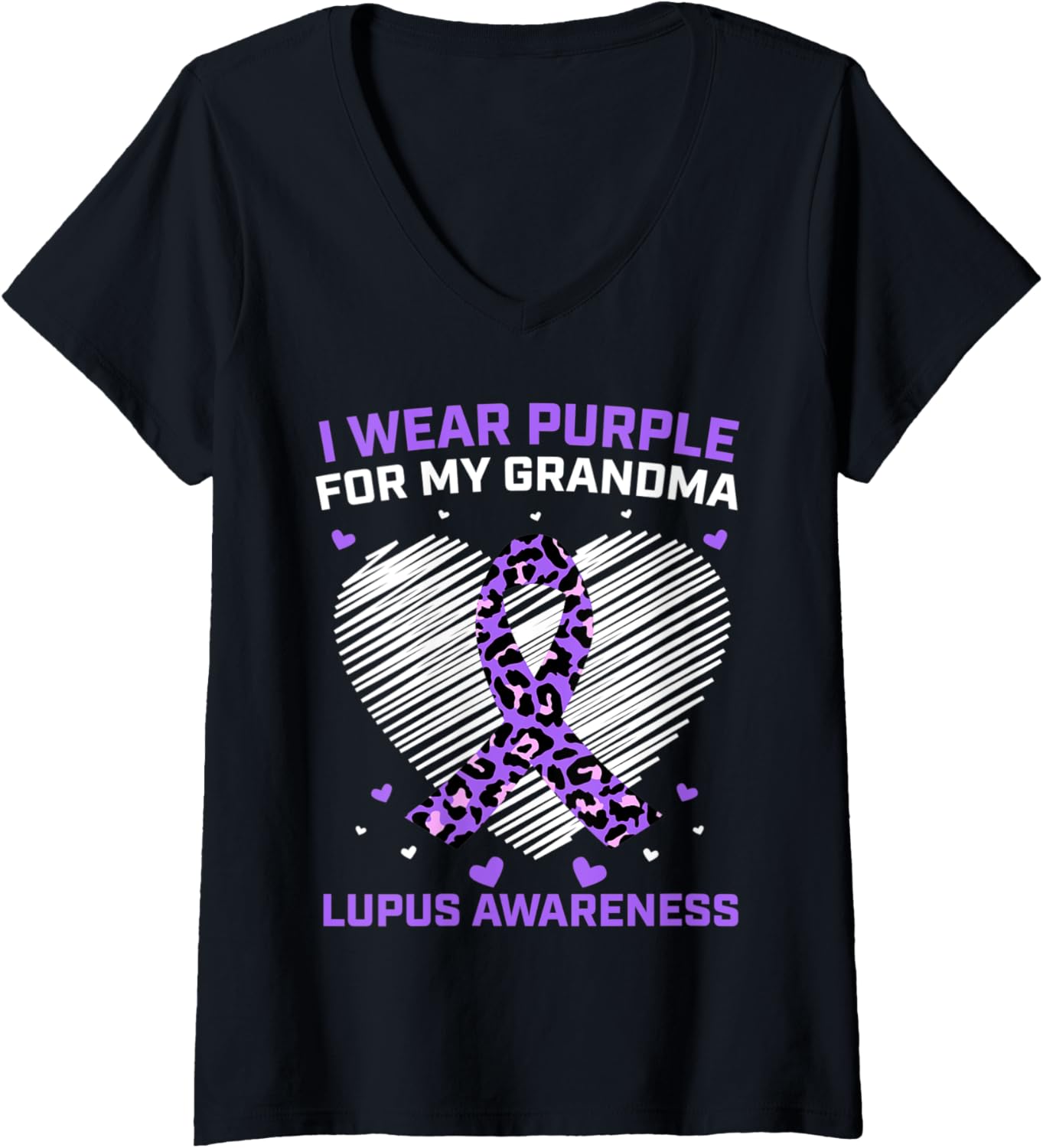 Womens Cheetah Print I Wear Purple For My Grandma Lupus Awareness V Neck Apparel Streetwear Style Best Seller Look