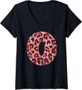 Womens Letter O Cheetah Leopard Print Pink Initial Zebra Matching V Neck Apparel Comfort Fit Everyday Wear
