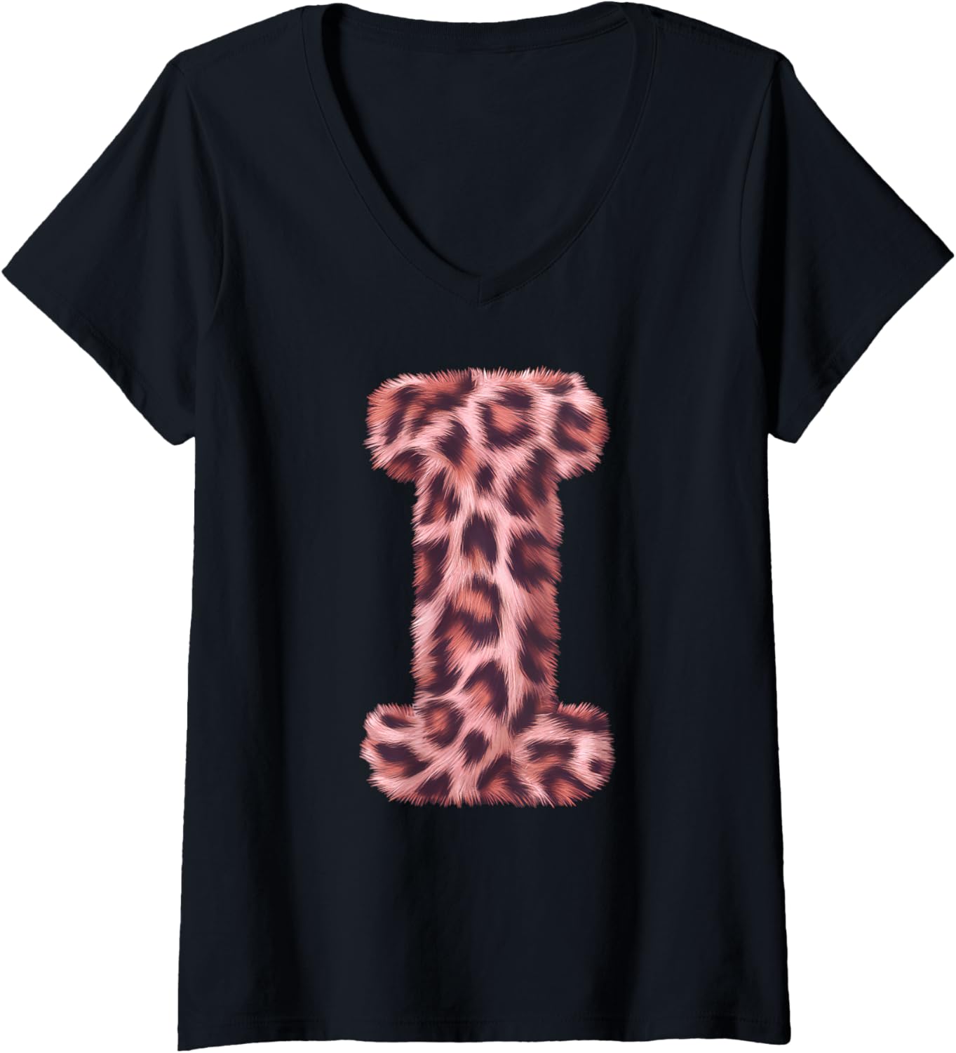Womens Letter I Cheetah Leopard Print Pink Initial Zebra Matching V Neck Apparel High Search Demand Hot Right Now