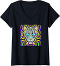 Womens Cheetah Illustration artistic colorful Cheetah V Neck Apparel High Search Demand Best Seller Look