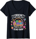Womens I Crochet So I Don u2019t Choke People Save Yarn Funny Quote Moms V-Neck Yarn Supply | Premium Quality | Custo...