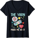 Womens The Yarn Made Me Do It - Yarn Lover V-Neck Yarn Supply | Top Rated | Customer Favorite