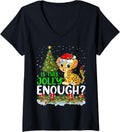 Womens Xmas Lighting Tree Is This Jolly Enough Cheetah Christmas V Neck Apparel Premium Print Fan Favorite