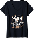 Womens Yarn Is My Therapy - Knitting Crocheting Yarn Knitter V-Neck Yarn Supply | Premium Quality | Best Seller Choice