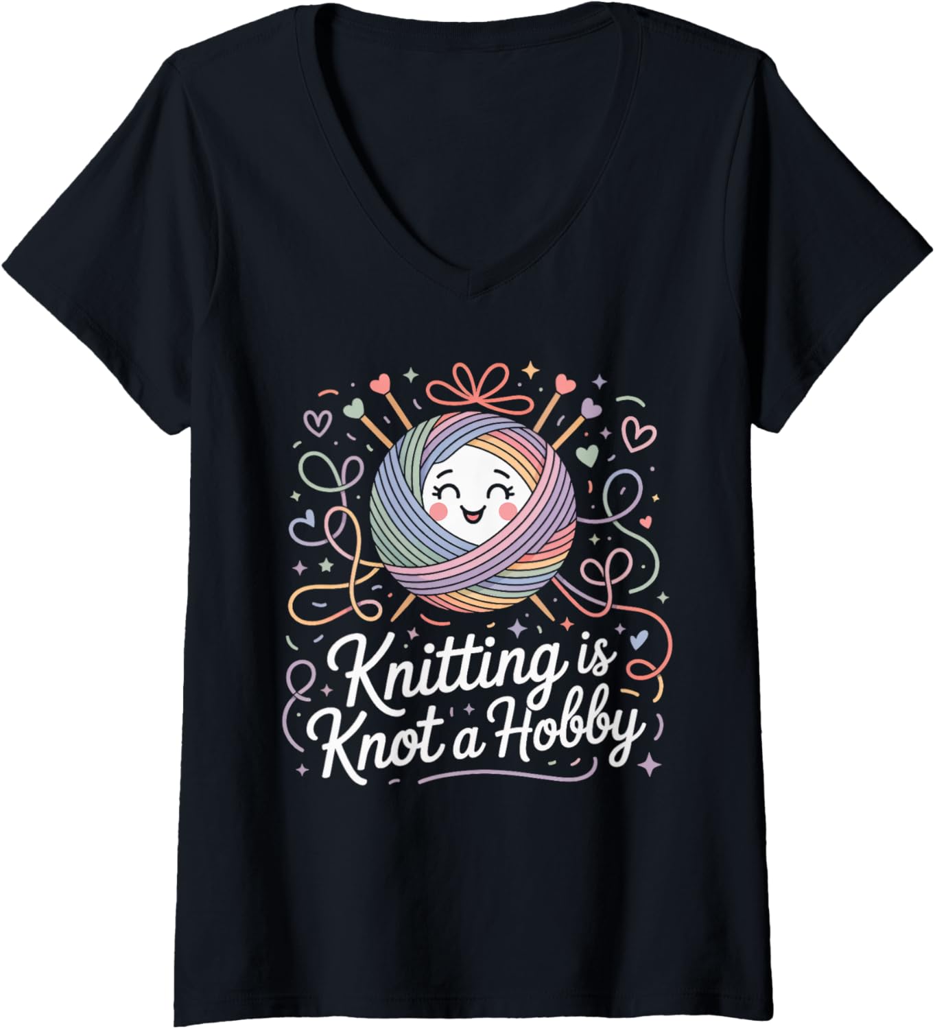 Womens Knitting is Knot a Hobby Funny Yarn Tangle V-Neck Yarn Supply | Trending 2025 | Perfect for Crafters