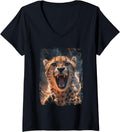 Womens Cheetah Lightning V Neck Apparel Premium Print Fan Favorite