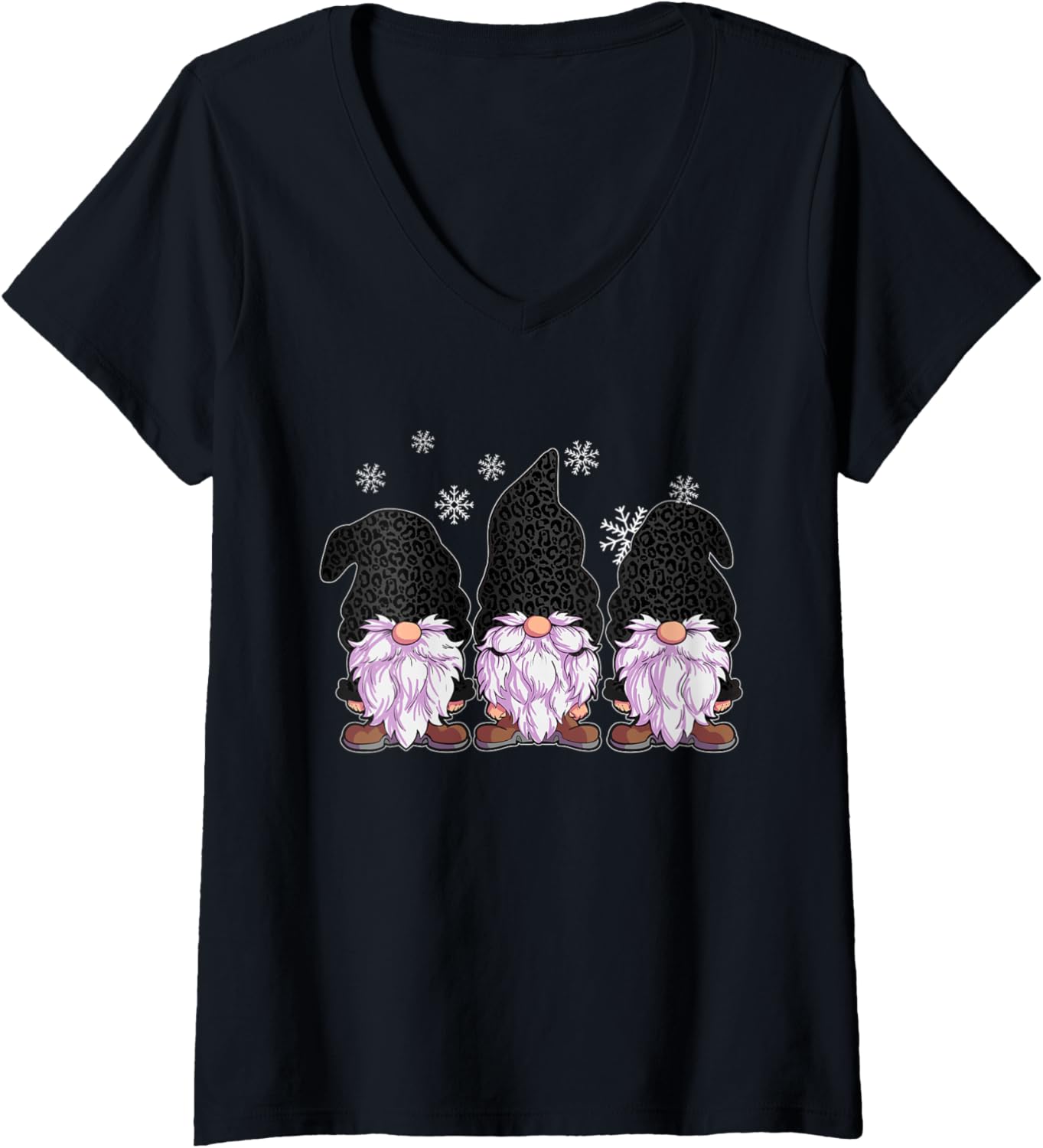 Womens Three Gnomes Shirt Men Women Black Leopard Print Cheetah V Neck T Shirt Streetwear Style Fan Favorite