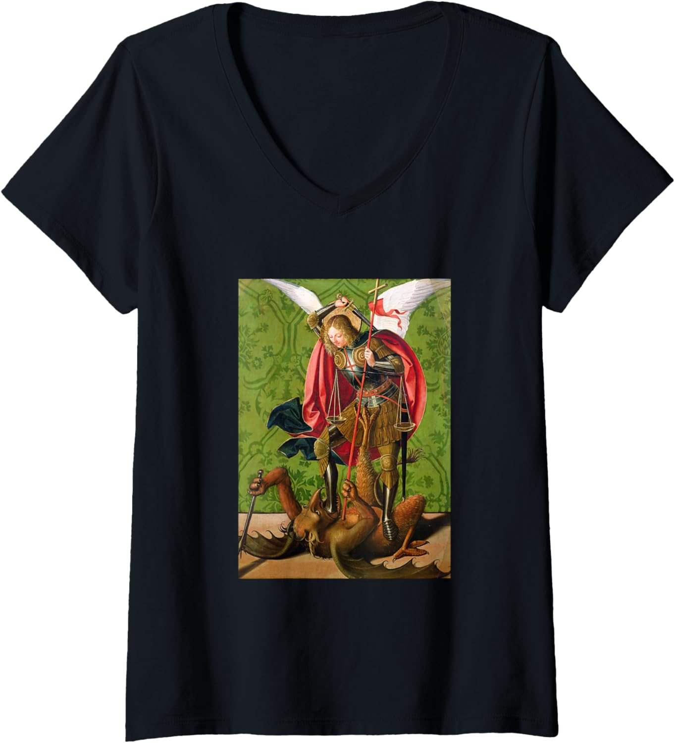 Archangel Michael Painting Miguel Arcangel Saint Michael V-Neck Apparel | Everyday Casual Wear