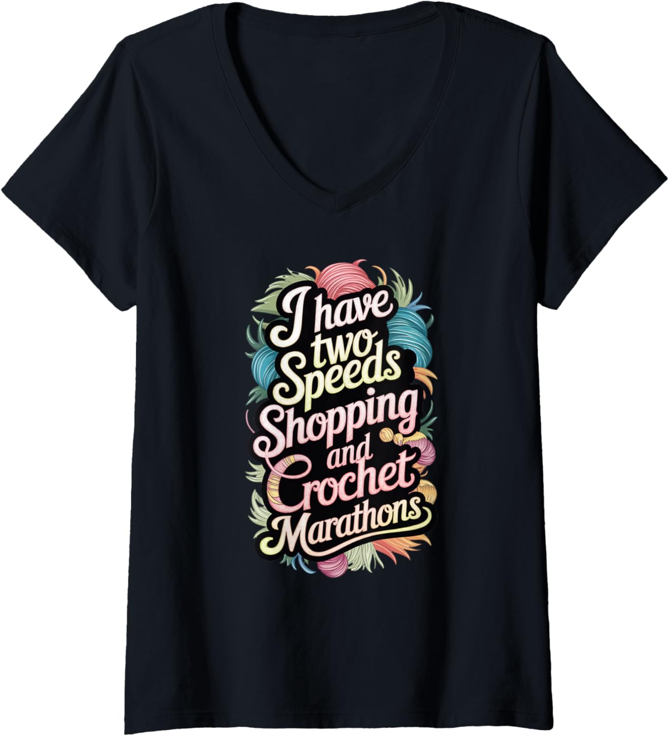 Womens Funny Crochet Lover Shopping and Yarn Life V-Neck Yarn Supply | High Search Volume | Best Seller Choice