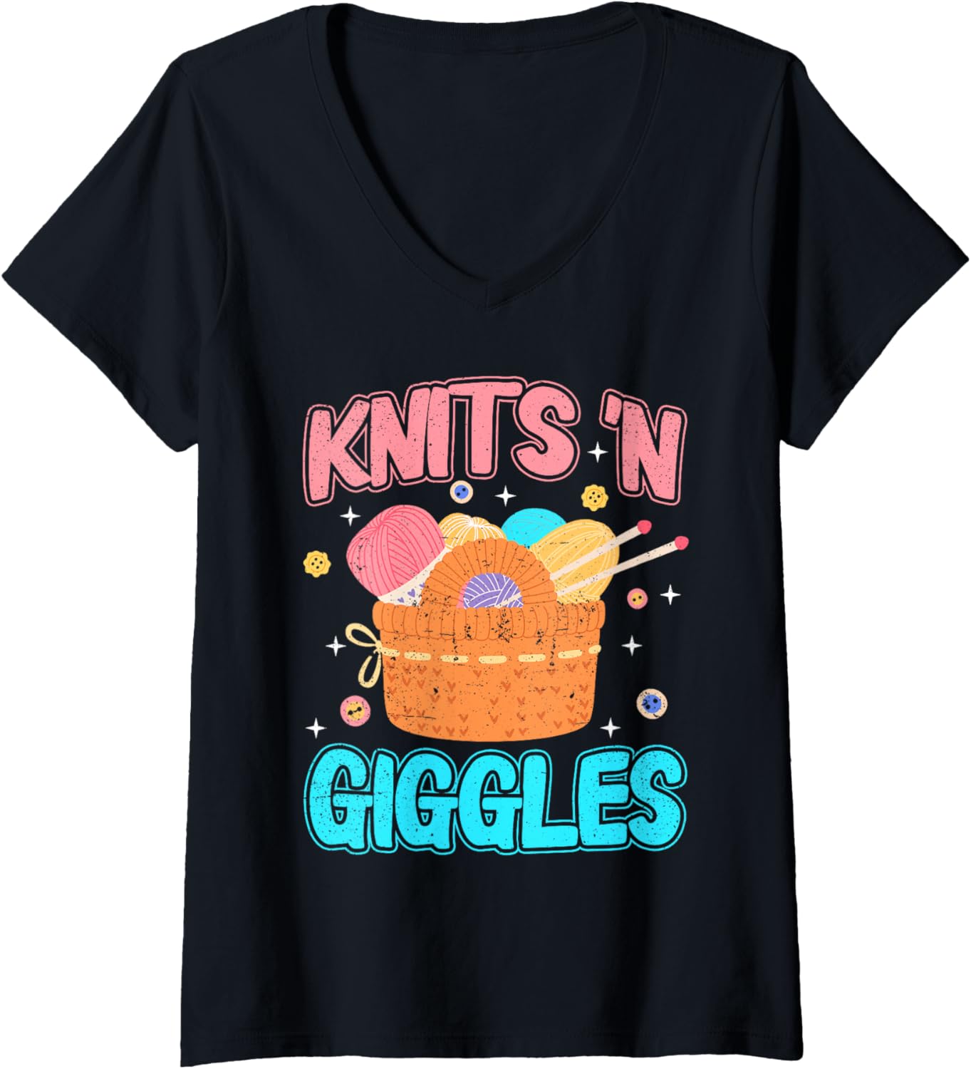 Womens Knits 'n Giggles Funny Yarn Knitting Women V-Neck Yarn Supply | High Search Volume | High CTR Title