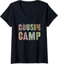 Womens COUSIN CAMP Leopard Print Funny Nana Dada Reeducation Vacay V Neck Apparel Comfort Fit Everyday Wear