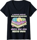 Womens Funny Crochet Knitting Book Worm Books Lover Yarn Collector V-Neck Yarn Supply | Premium Quality | Best Seller...