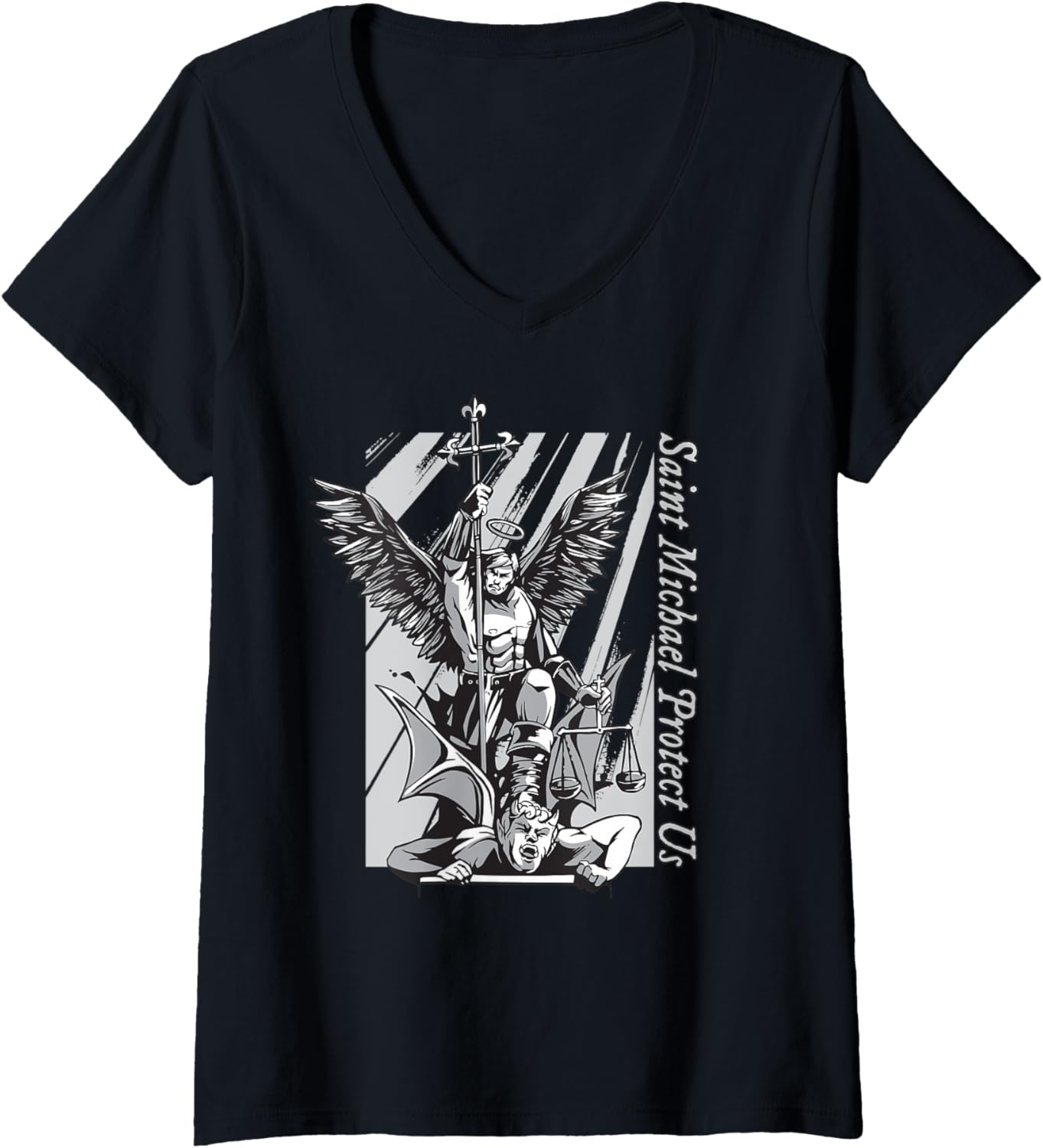 Womens Archangel & Warrior St Michael I Saint Michael Protect Us V-Neck Apparel | Trending 2025