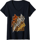 Womens Cheetah Tiger Leopard Zebra Lightning Wild Animal Print Zoo V Neck Apparel Trending US US Top Pick