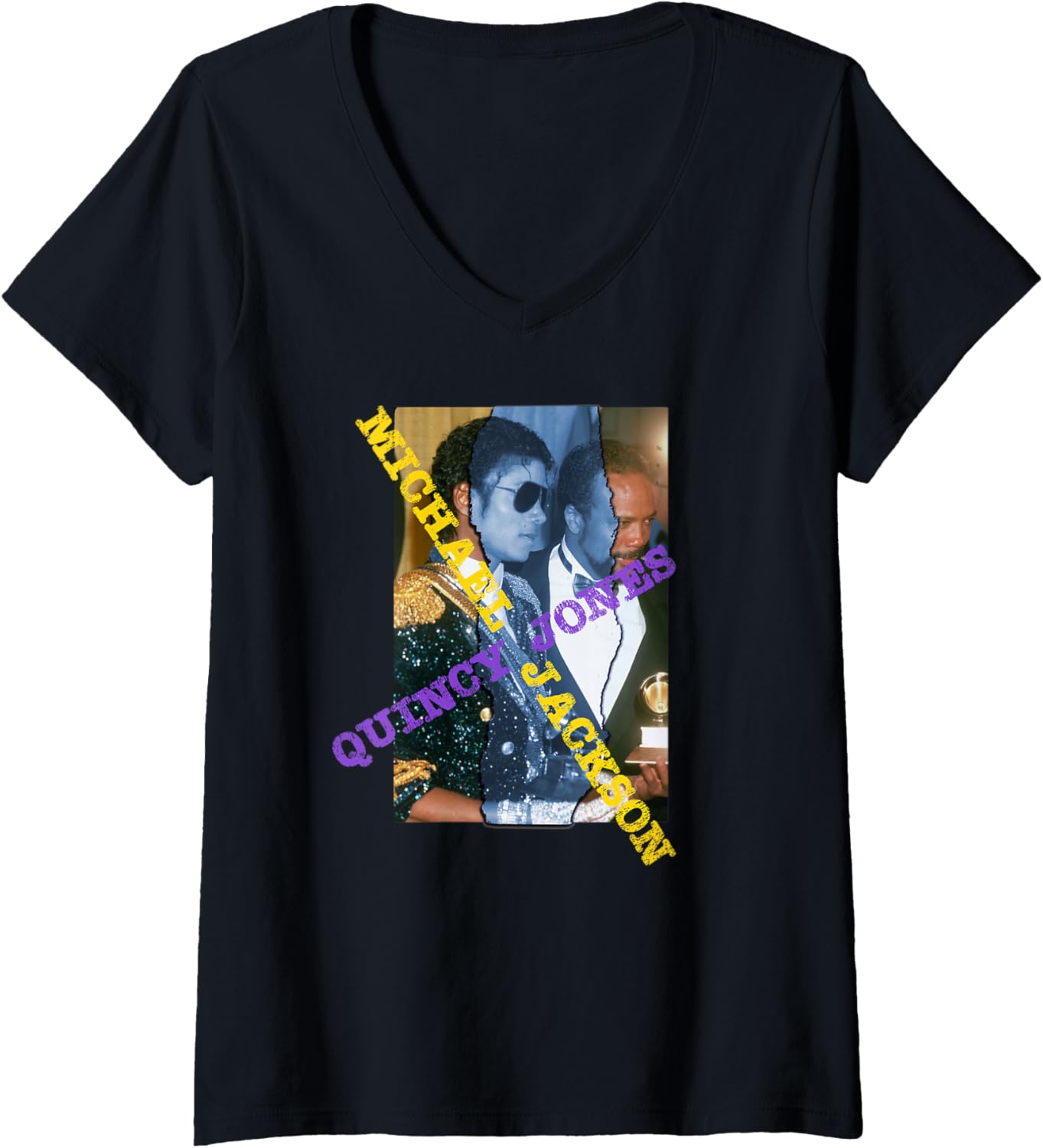 Womens Quincy Jones Michael Jackson 001 V-Neck Apparel | Premium Quality