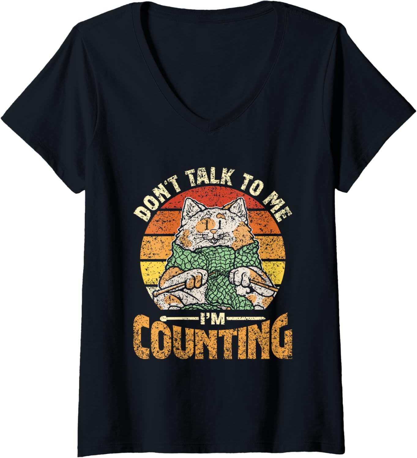 Don't Talk To Me I'm Counting Yarn Knit Knitter Knitting V-Neck Yarn Supply | Viral US Pick | Customer Favorite