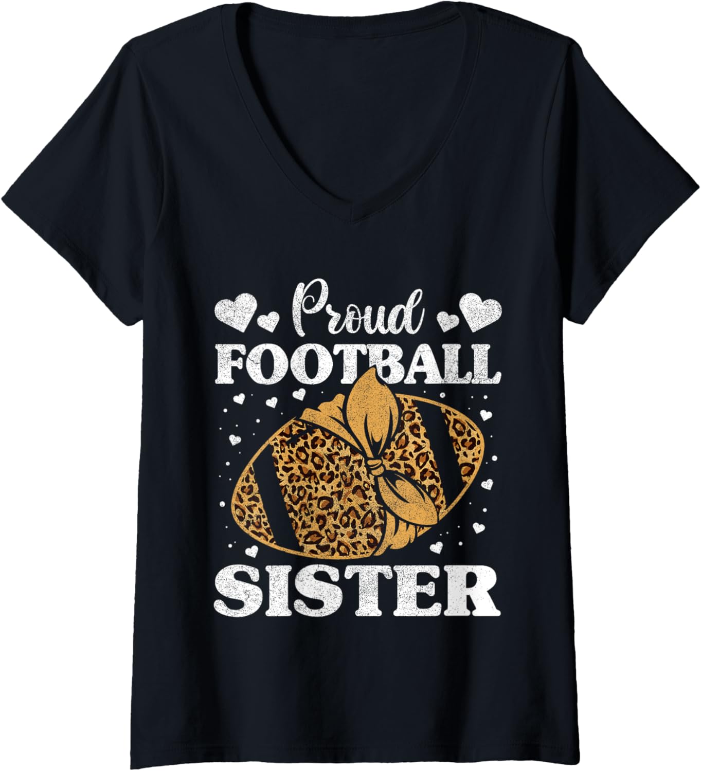 Proud Football Sister Shirt Sister Football Cheetah Print V Neck T Shirt Viral TikTok Find US Top Pick