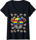 Womens LGBT Cheetah Gay Pride Month Animal Rainbow Lesbian V Neck Apparel Trending US US Top Pick