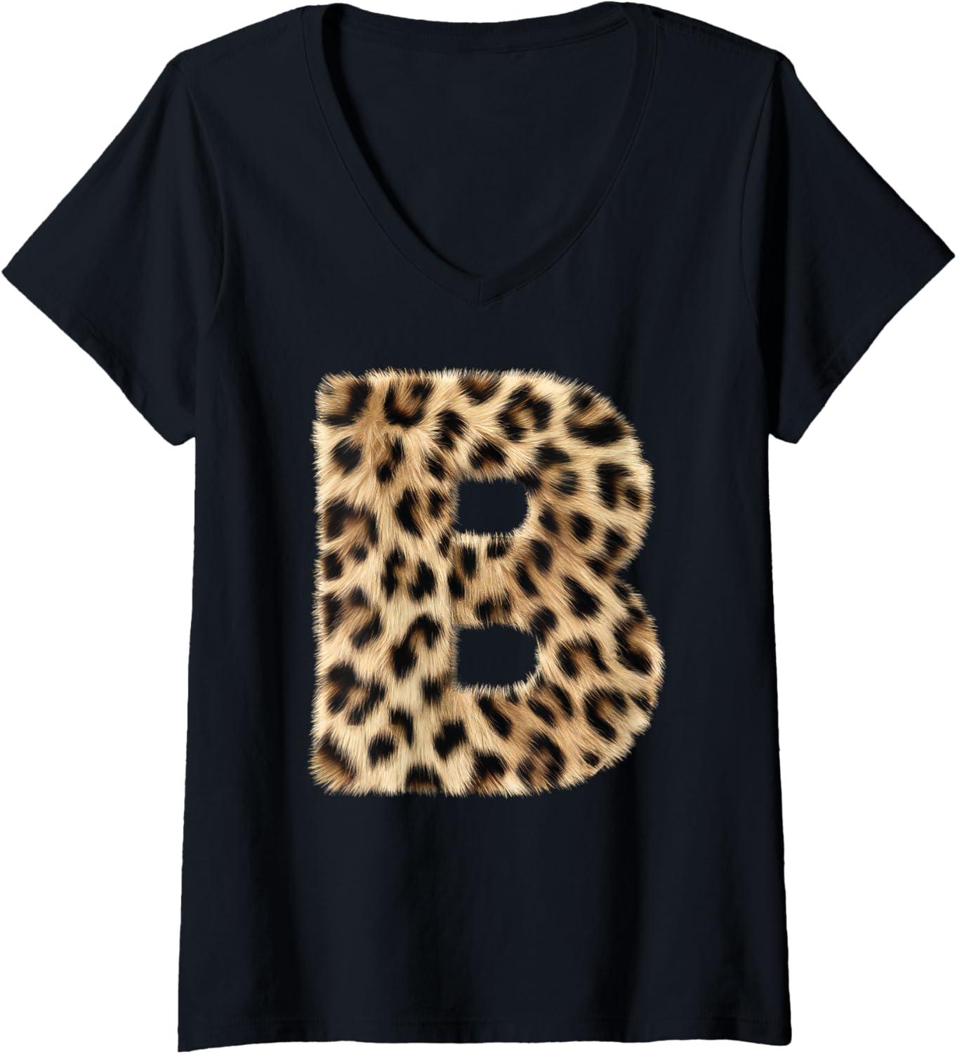 Womens Letter B Cheetah Leopard Initial Print Name Zebra Matching V Neck Apparel Premium Print Gift Ready