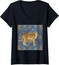 Womens CHEETAH PRINT IN GOLDEN AND BLUE WITH CHEETAH V Neck Apparel Streetwear Style Gift Ready