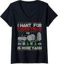 Womens All I Want Is More Yarn Knitting Crocheting Ugly Christmas V-Neck Yarn Supply | Top Rated | Perfect for Crafters