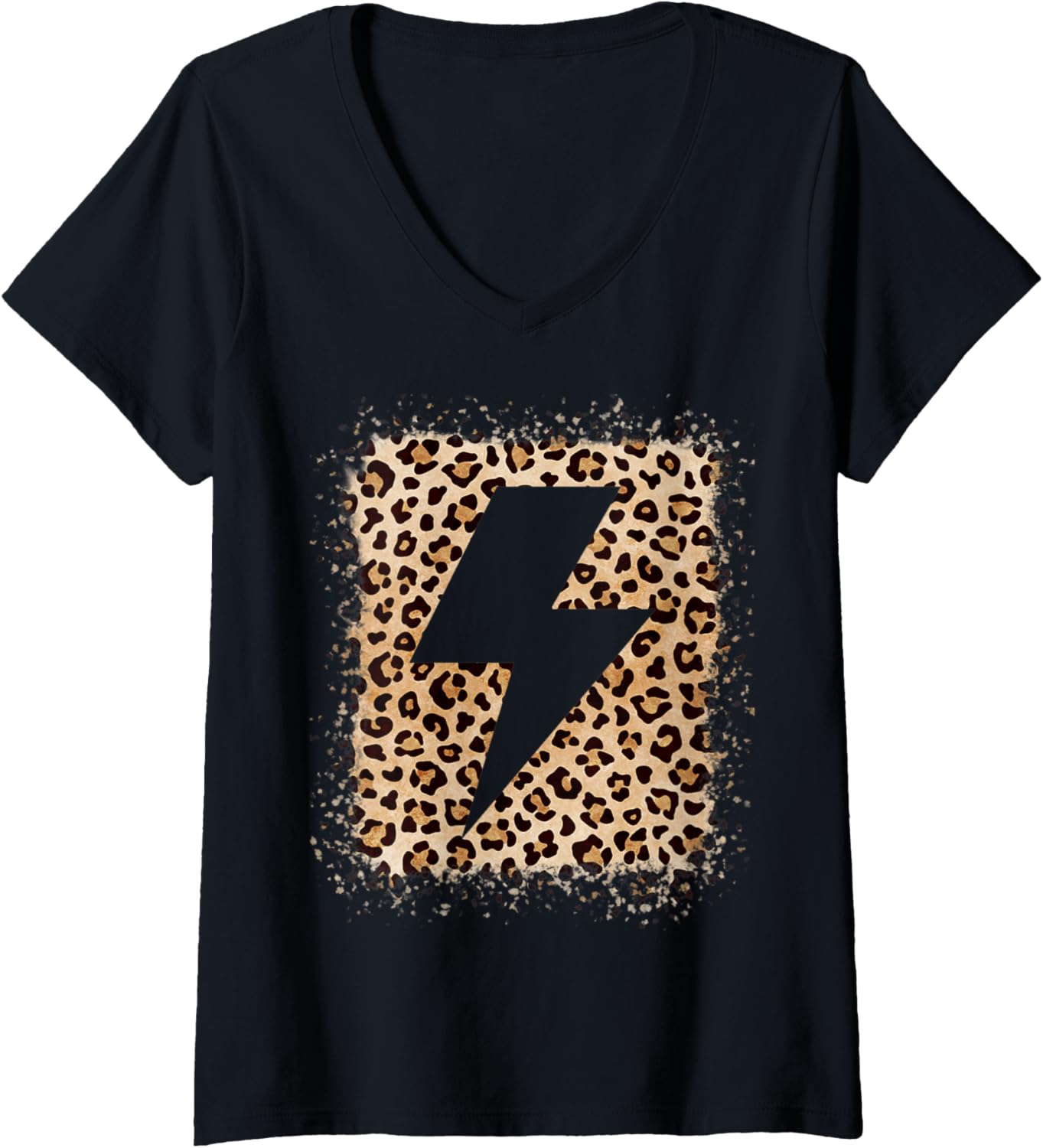 Womens Animal Leopard Cheetah Print Bolt Lightning V Neck Apparel High Search Demand Gift Ready