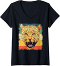 Womens Cool Cheetah For Men Women Kids Animal Face Safari Wildlife V Neck Apparel Comfort Fit Best Seller Look