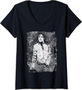 Womens Michael Jackson Bad World Tour 1988 Black And White Splatter V-Neck Apparel | Trending 2025