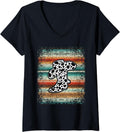 Womens Cowgirl Western Boots leopard fun serape turquoise Cheetah V Neck Apparel Viral TikTok Find US Top Pick