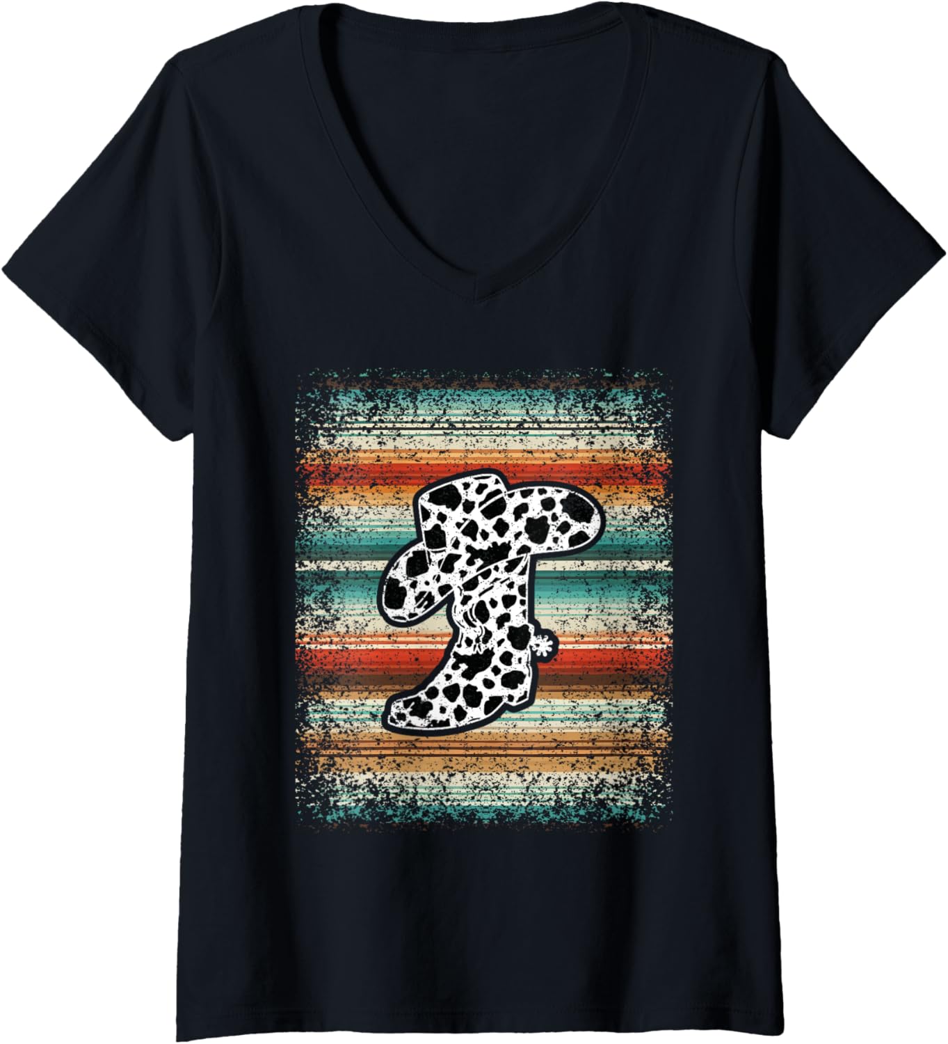 Womens Cowgirl Western Boots leopard fun serape turquoise Cheetah V Neck Apparel Viral TikTok Find US Top Pick