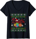 Womens Is It Ok To Ask Santa For More Yarn Ugly Christmas Sweater V-Neck Sweater | Trending 2025 | Perfect for Crafters